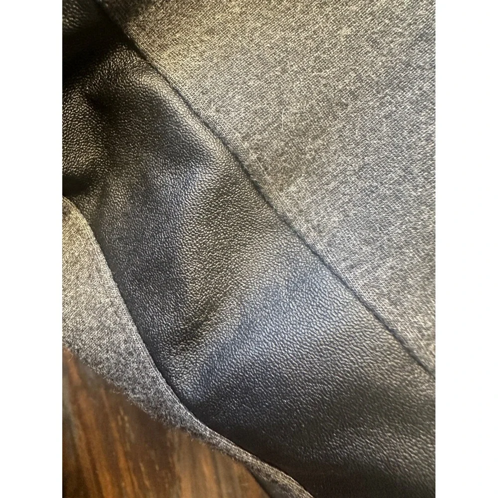 WHITE HOUSE‎ BLACK MARKET Gray Leggings Faux Leather Side Stripe Women's Medium